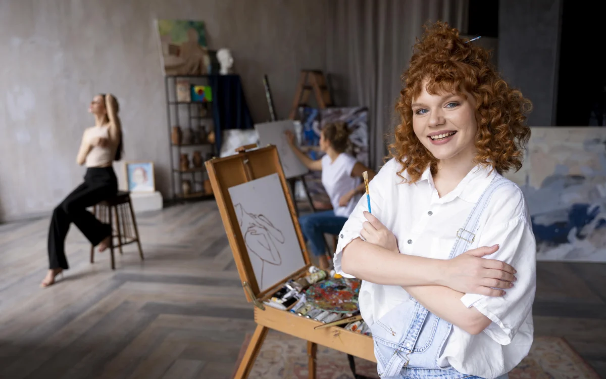 Smiley woman with brush