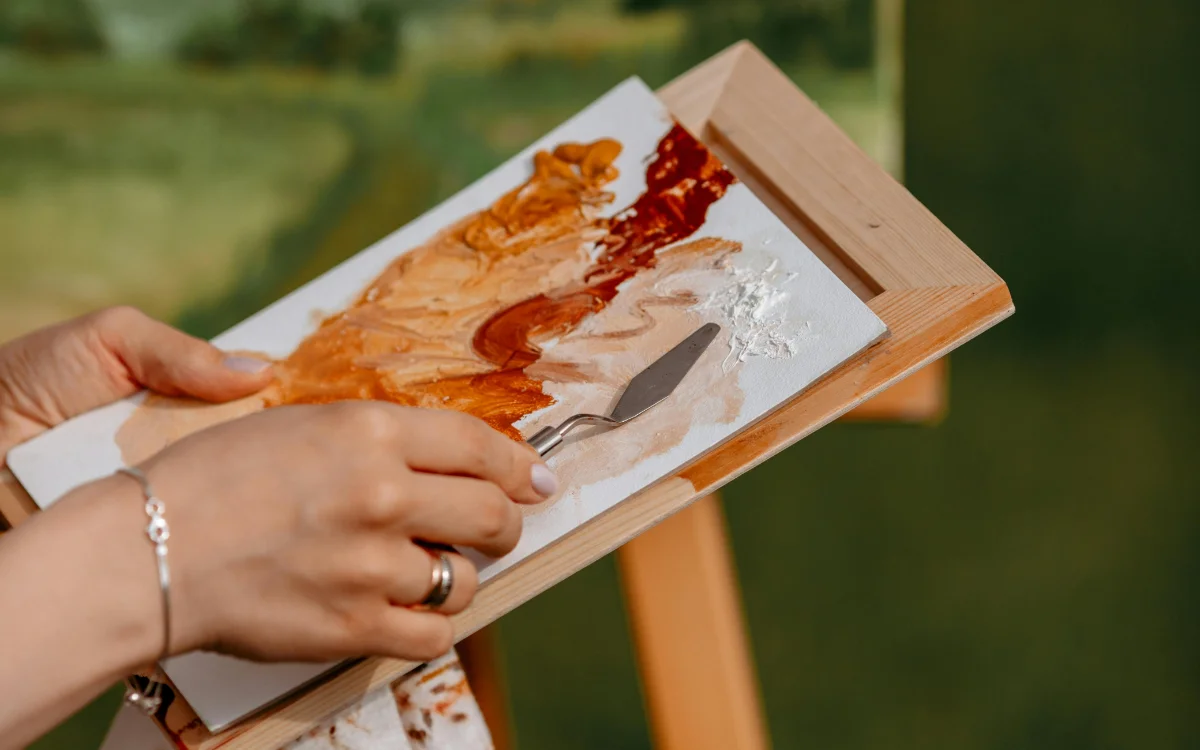 Woman Painting Nature Outdoors