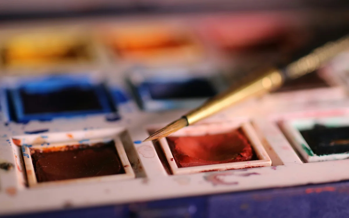 Paint Brush On Paint Palette