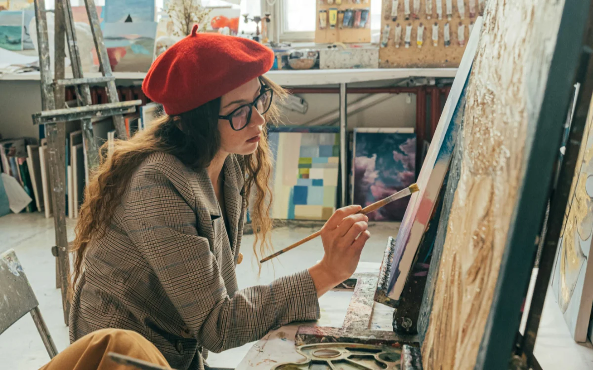 Woman Painting on a Canvass